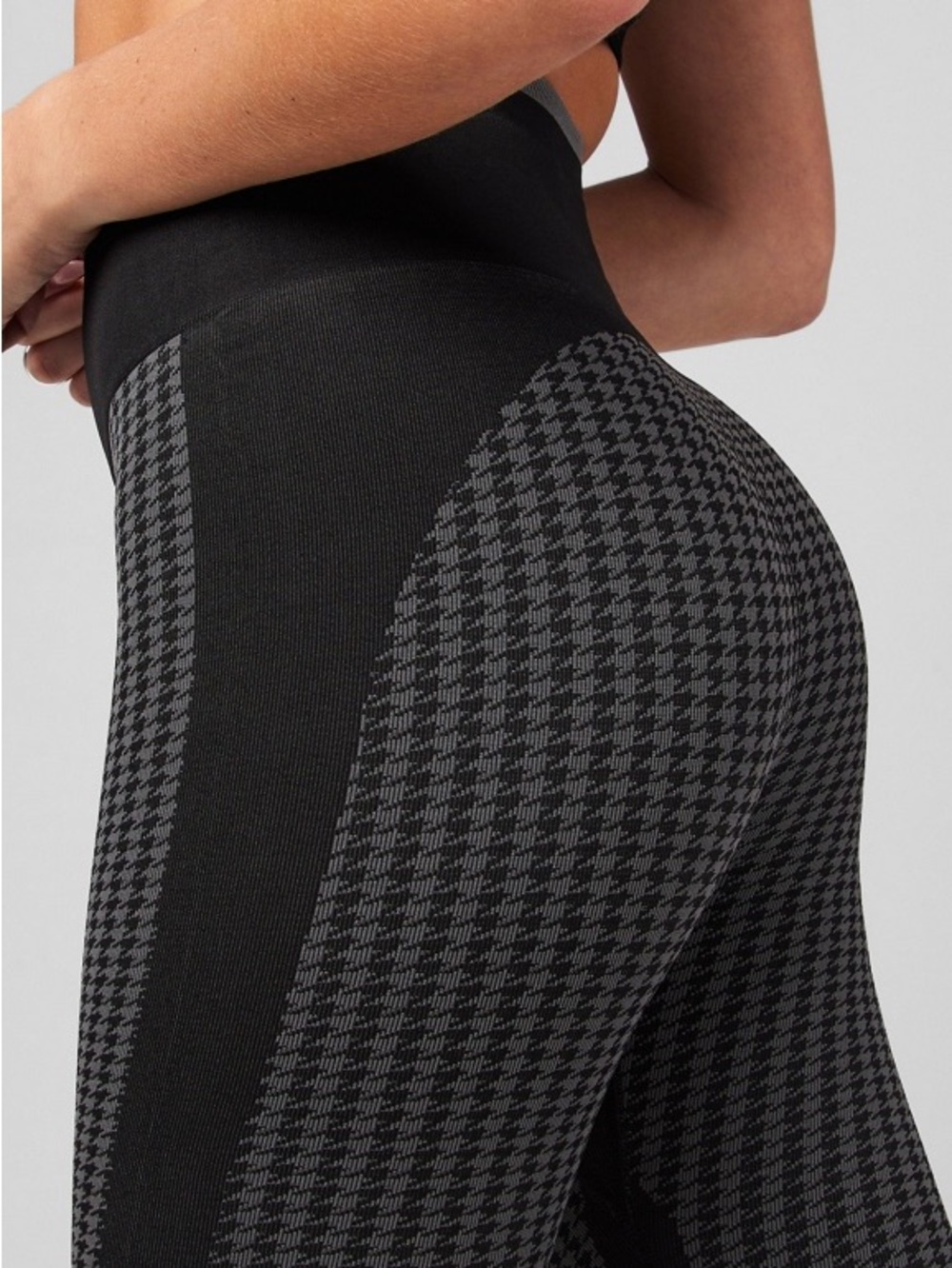 Seamless High-Waist Houndstooth Leggings - Black/Grey